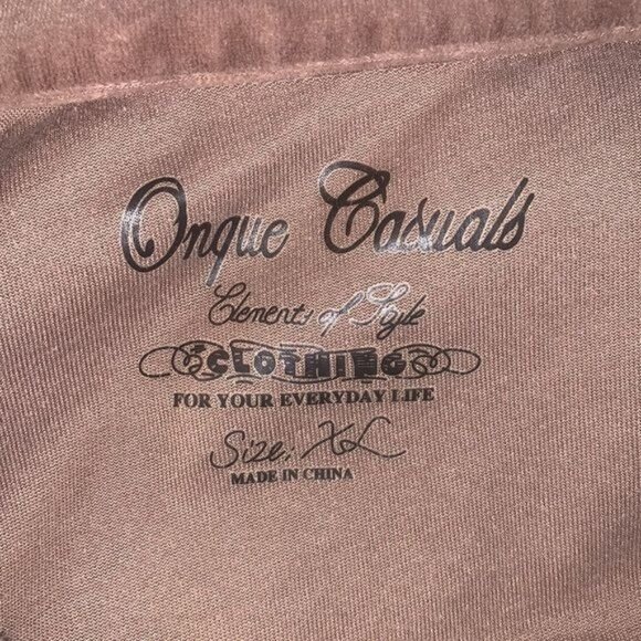 Onque Casuals Brown Quarter-Zip Pullover Jacket XL Soft Velour Blend Long Sleeve - Picture 3 of 9